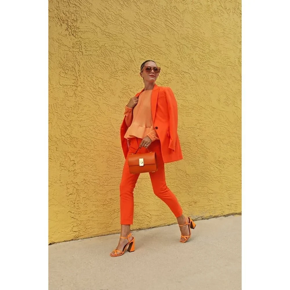 NWT J.Crew Long Parke Blazer in Neon Orange Italian Stretch Wool Jacket 4